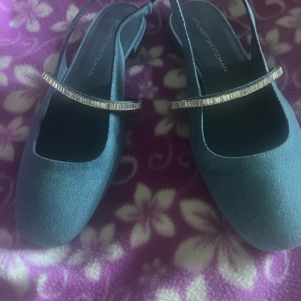 Stuart Weitzman Blue Women's Shoes with Rhinestone StrapSize 12. Fits like an 11